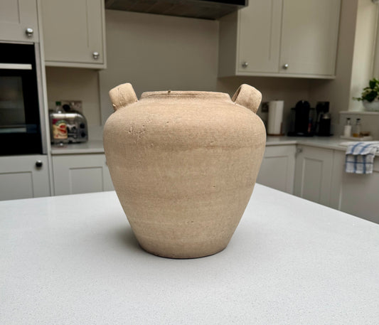 Large Rustic Stone Effect Amphora Vase in Beige