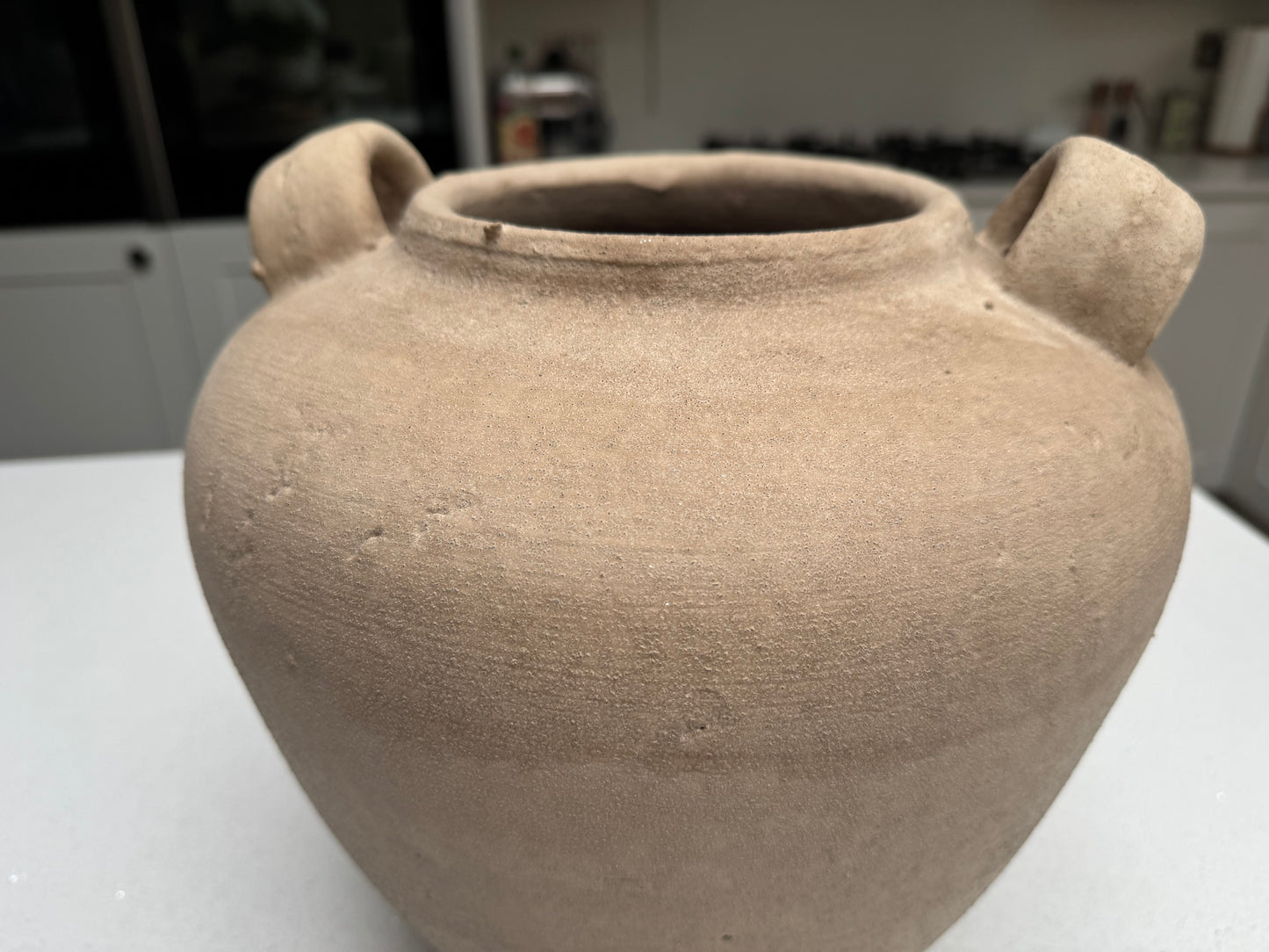 Large Rustic Stone Effect Amphora Vase in Beige