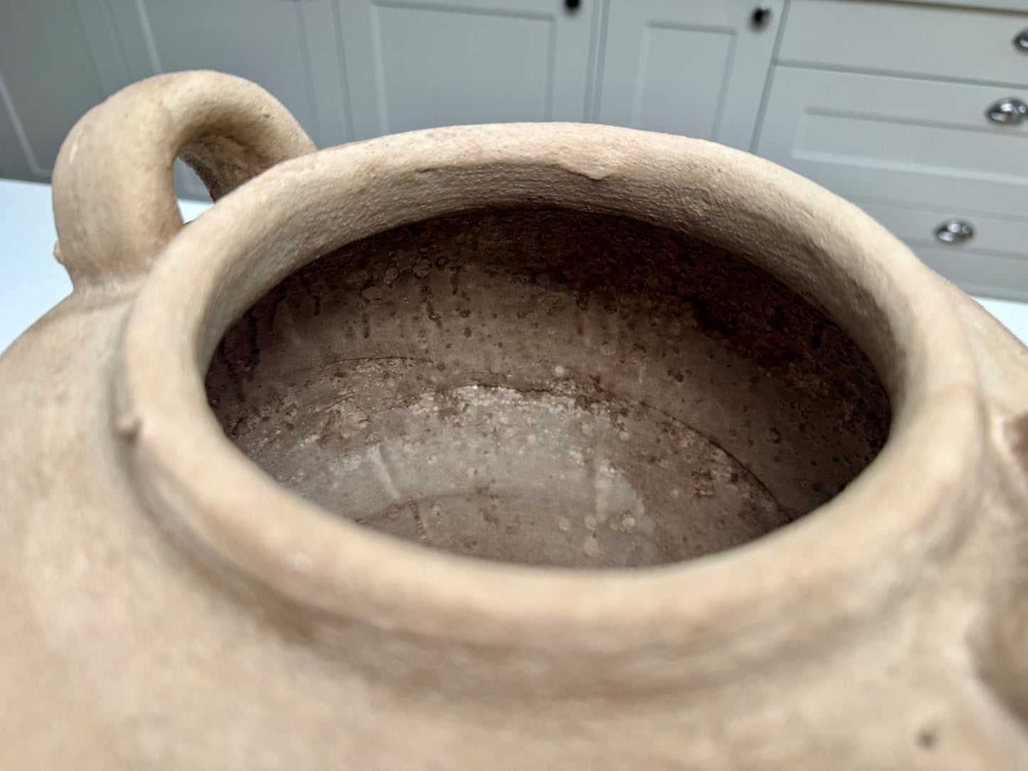 Large Rustic Stone Effect Amphora Vase in Beige