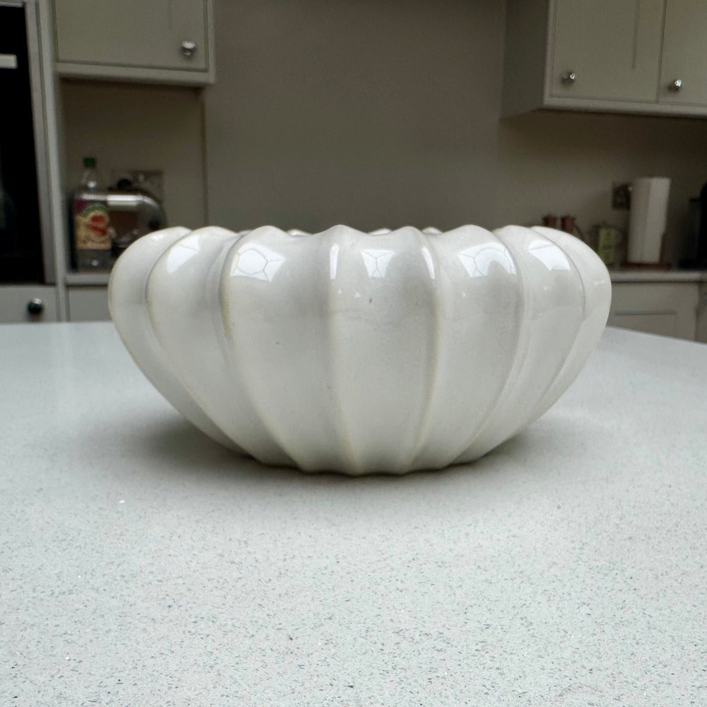 White Ceramic Pod Bowl Vase 20cm