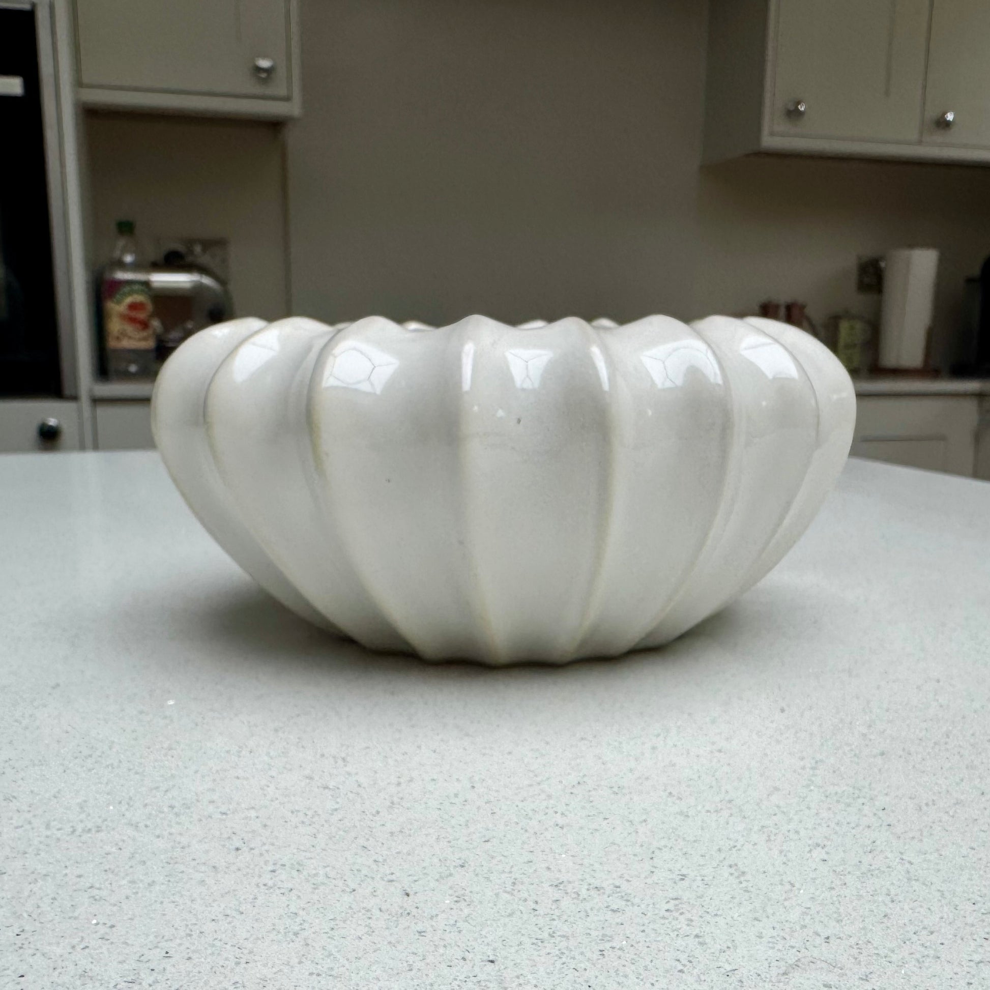 White Ceramic Pod Bowl Vase 20cm