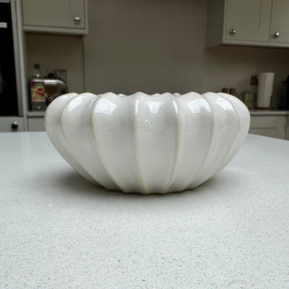 White Ceramic Pod Bowl Vase 20cm