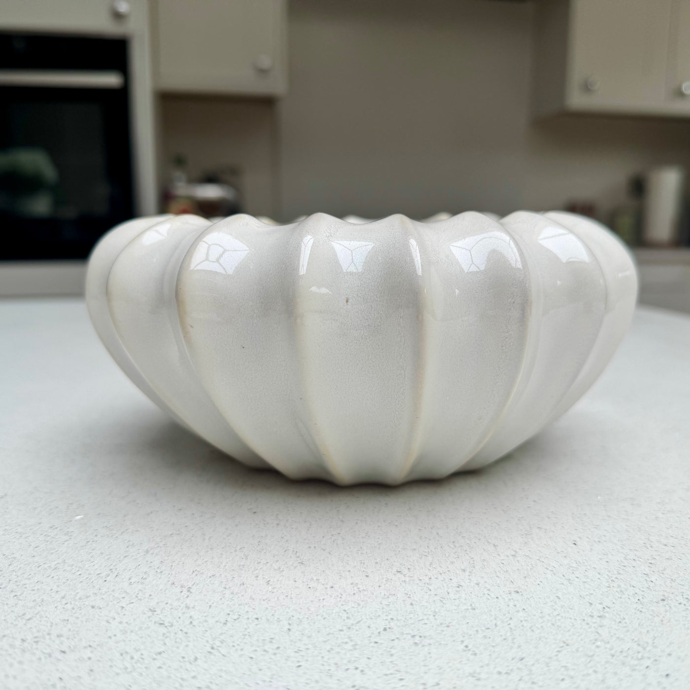 White Ceramic Pod Bowl Vase 20cm