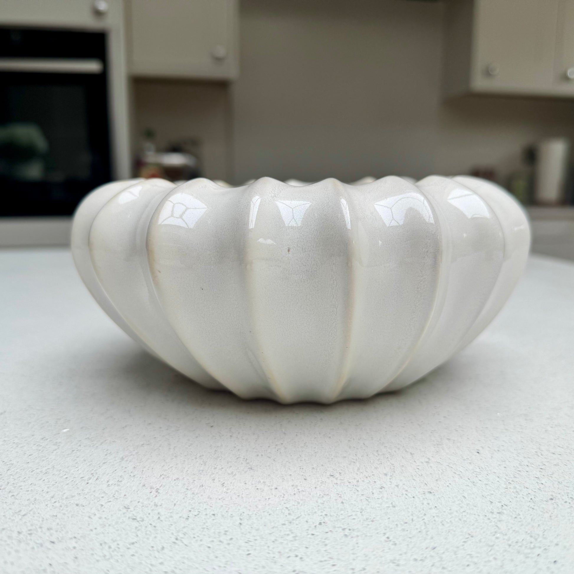 White Ceramic Pod Bowl Vase 20cm