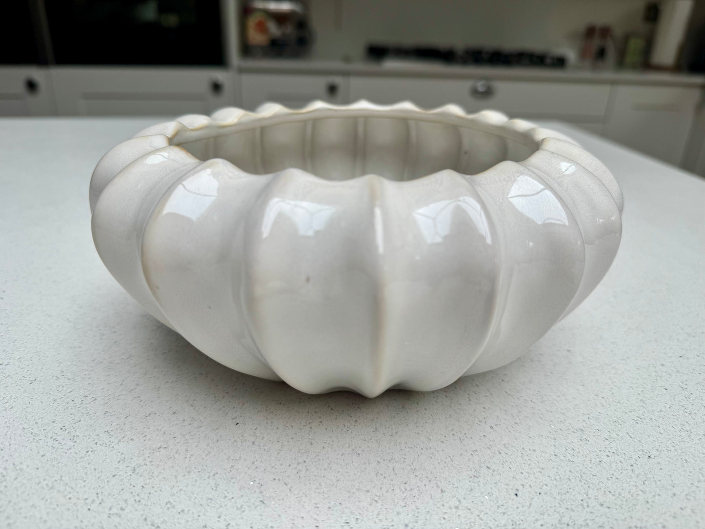 White Ceramic Pod Bowl Vase