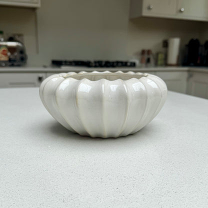 White Ceramic Pod Bowl Vase 20cm