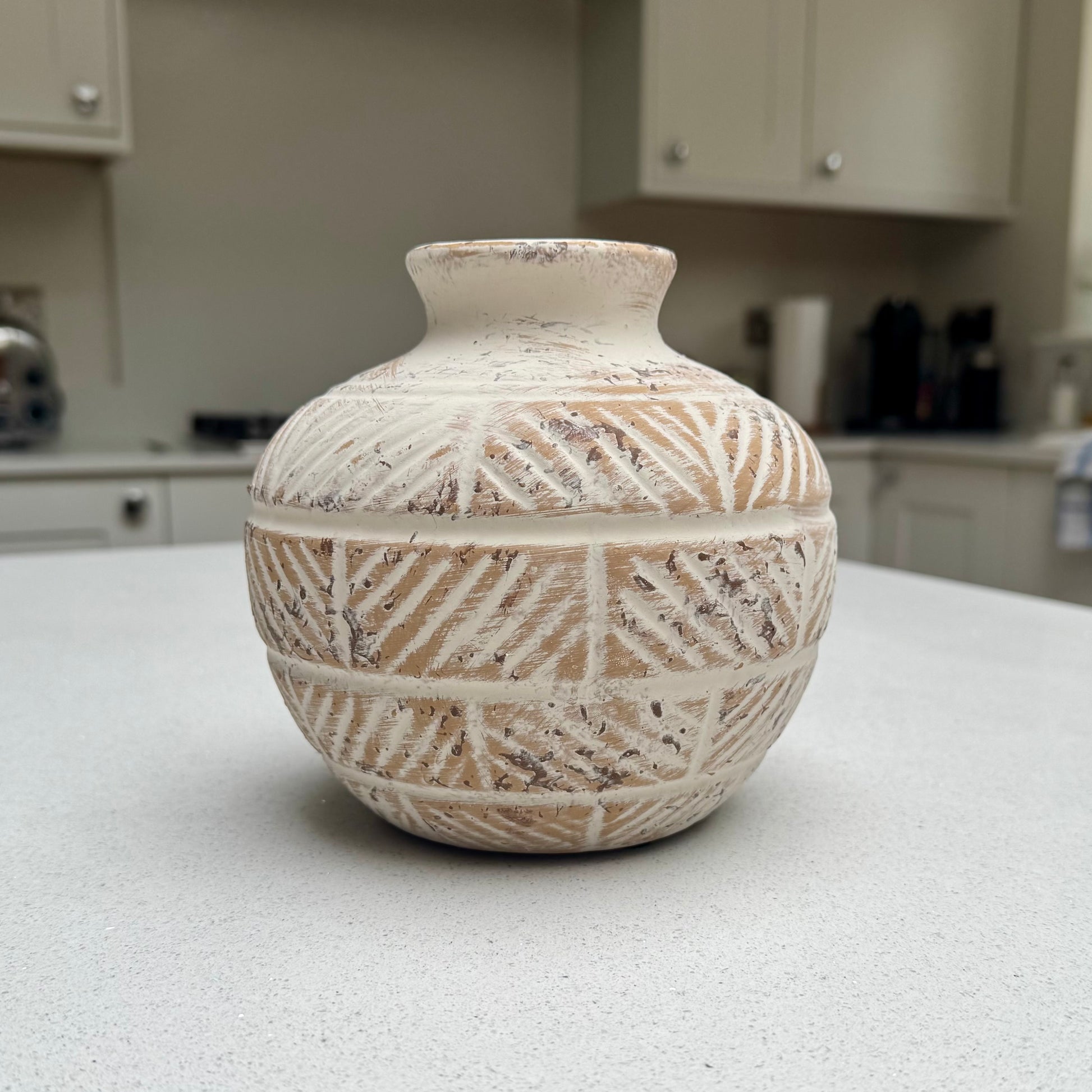 Jabari Etched Stone Effect Vase 15cm