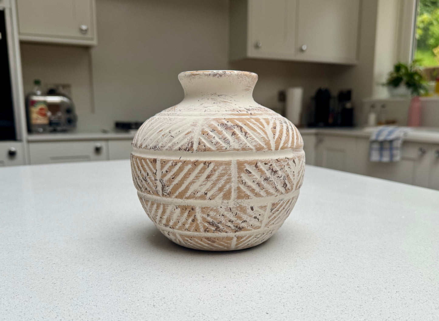 Jabari Etched Stone Effect Vase 15cm