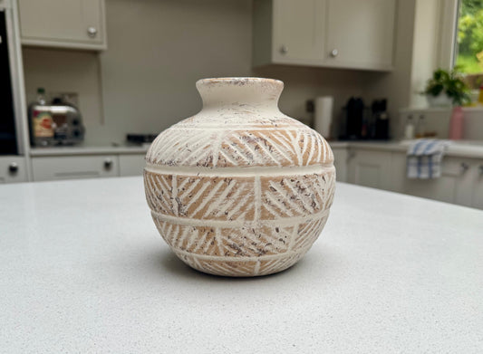 Jabari Etched Stone Effect Vase 15cm