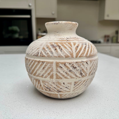 Jabari Etched Stone Effect Vase 15cm