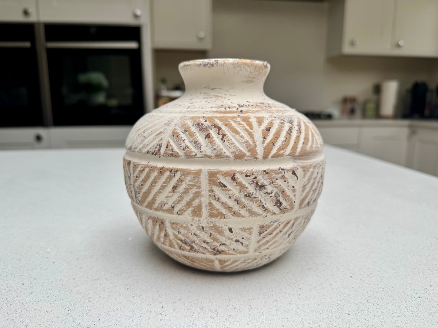 Jabari Etched Stone Effect Vase 15cm
