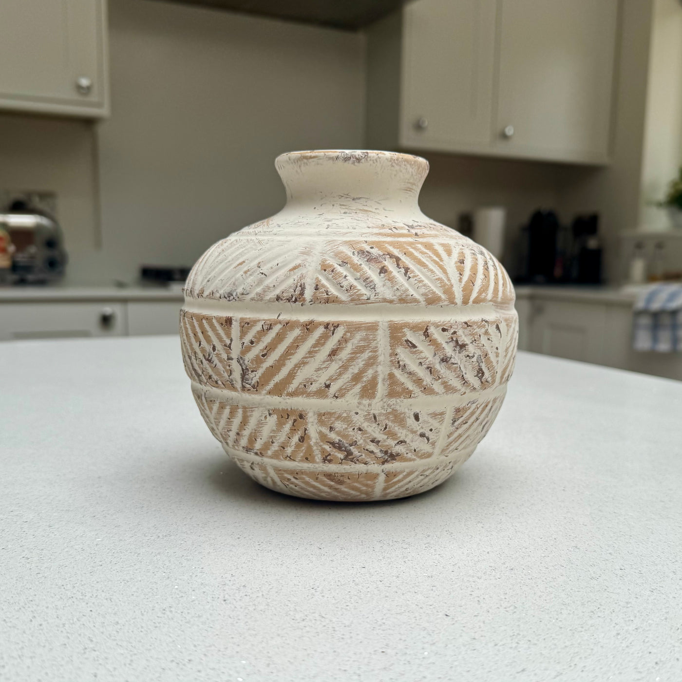 Jabari Etched Stone Effect Vase 15cm