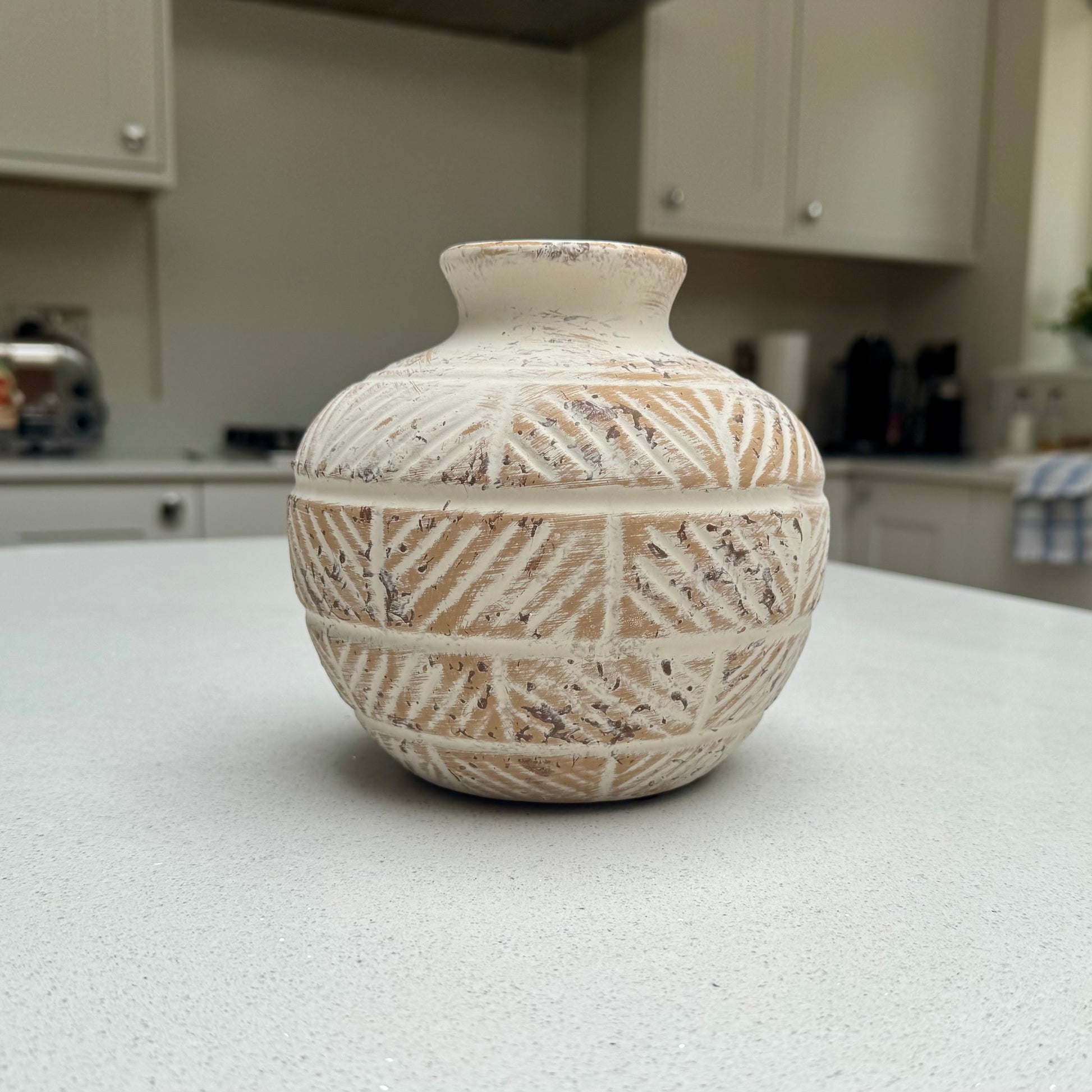 Jabari Etched Stone Effect Vase 15cm