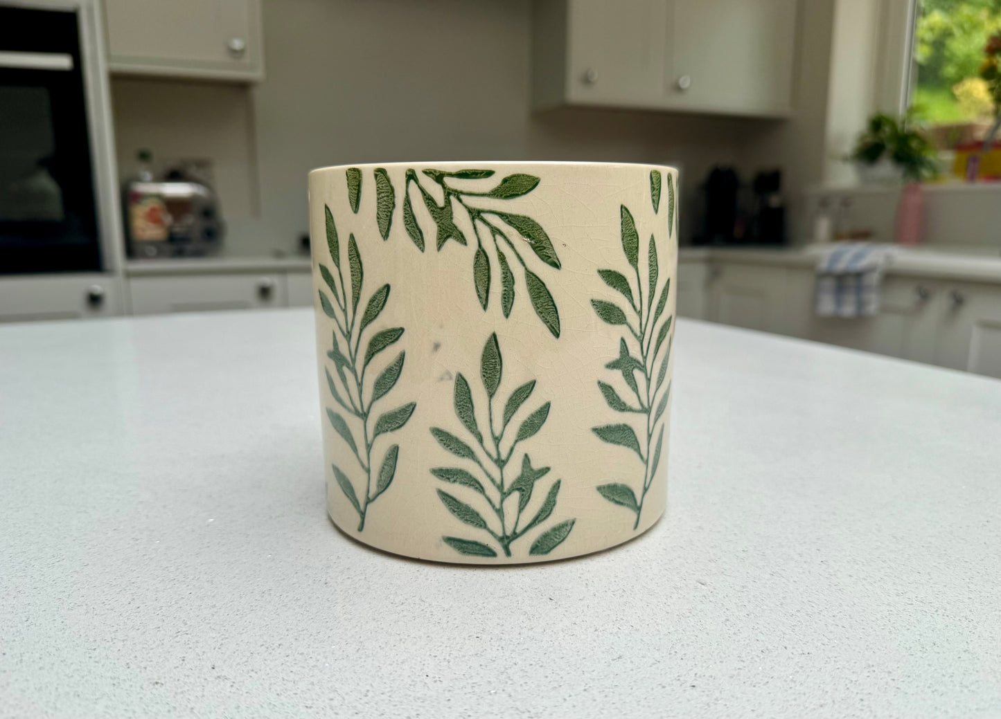 Foliage Crackle Glaze Ceramic Plant Pot 14cm