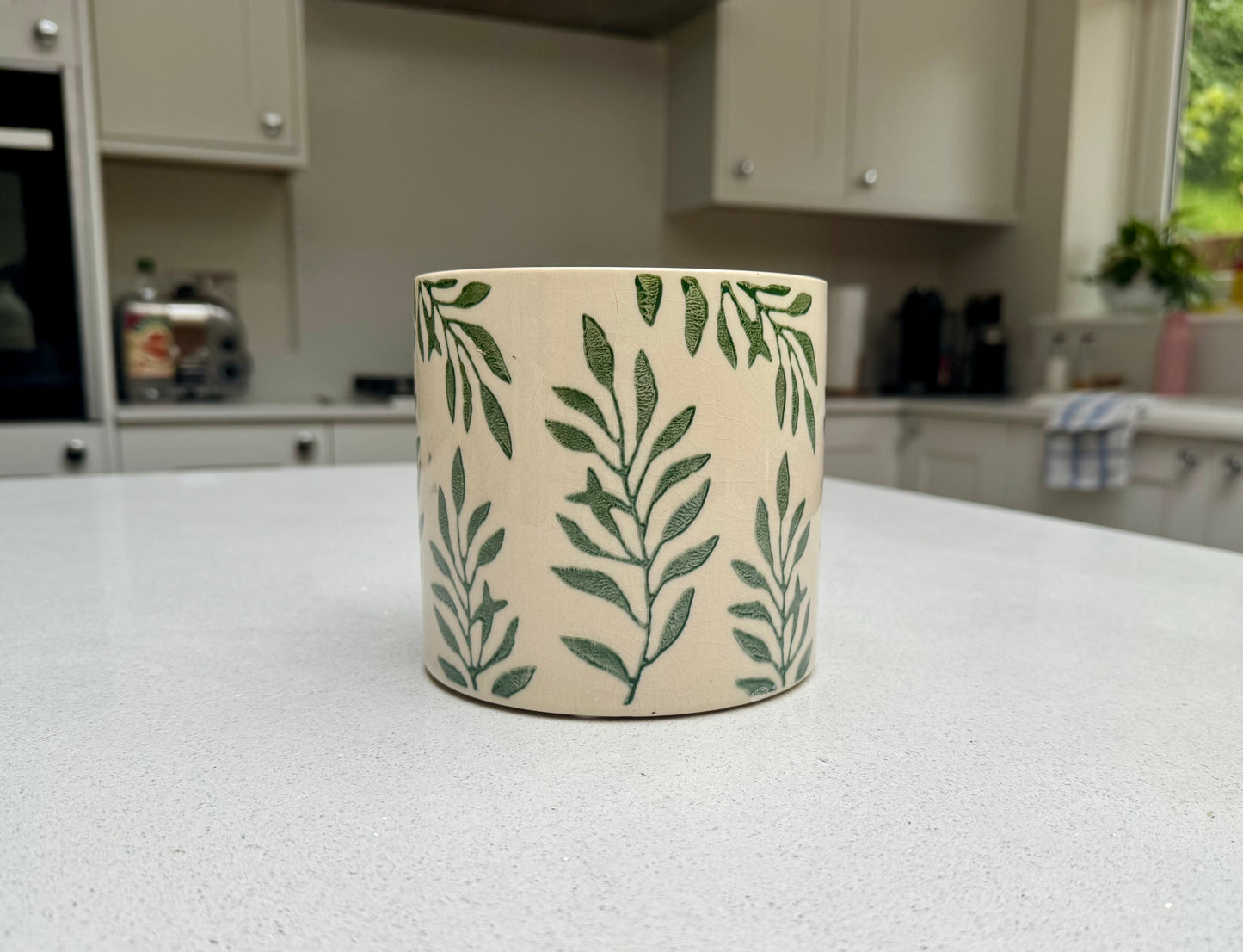 Foliage Crackle Glaze Ceramic Plant Pot 14cm