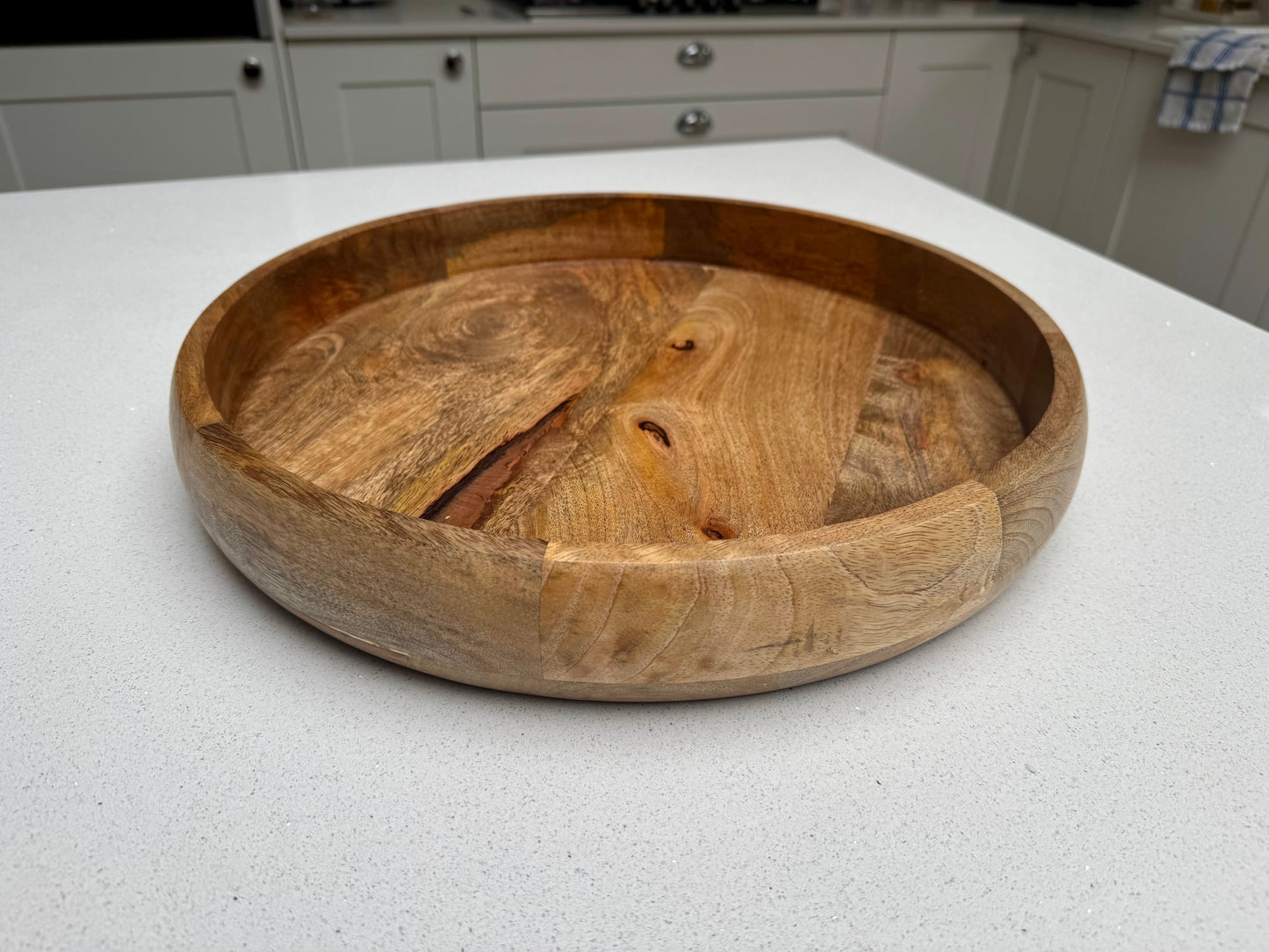 Large Handcrafted Wooden Serving Tray 40cm