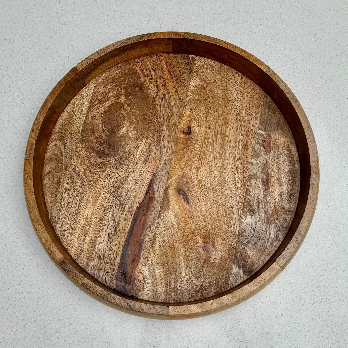 Natural wood decorative tray for seasonal centrepiece styling