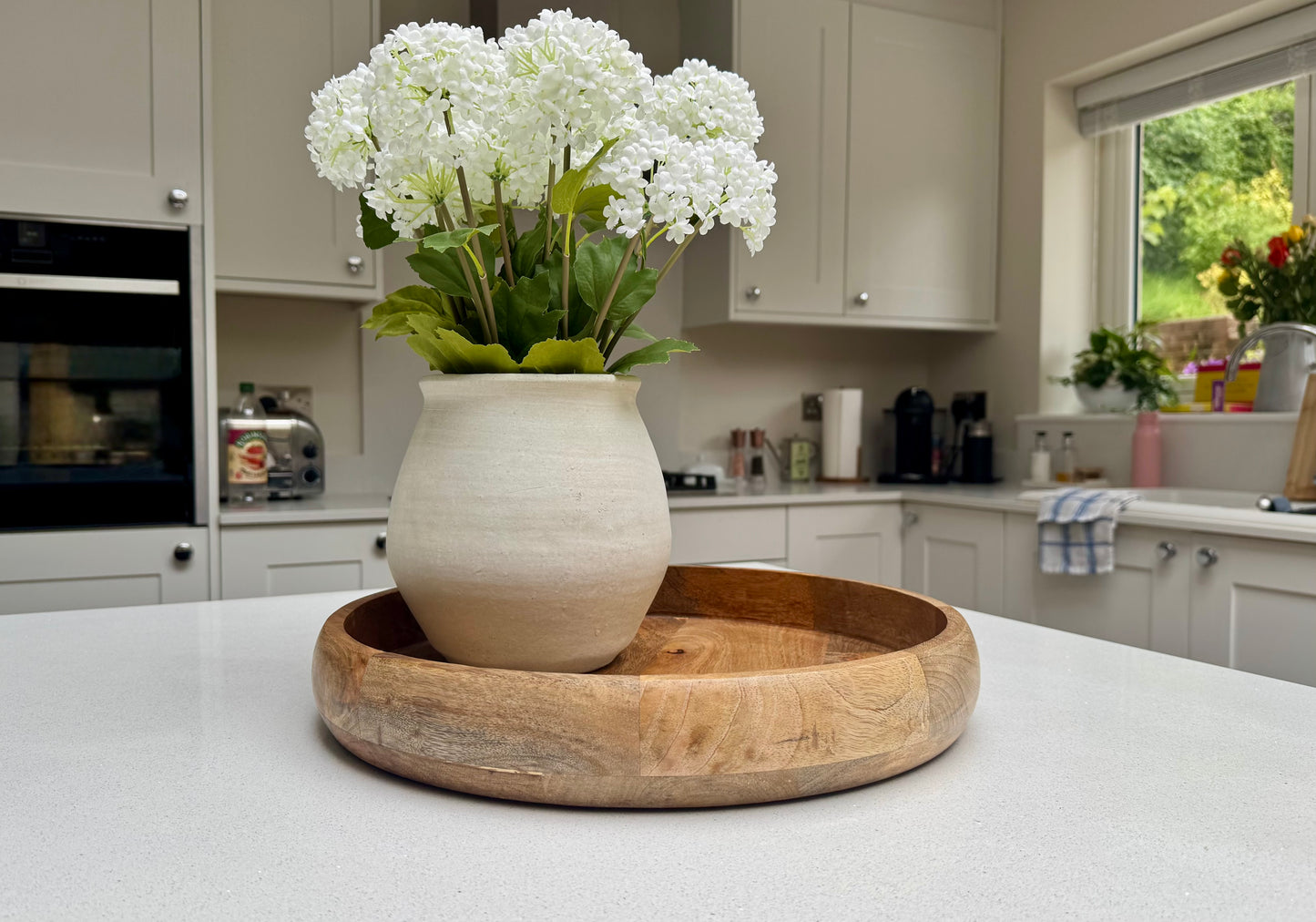 Large Handcrafted Wooden Serving Tray 40cm
