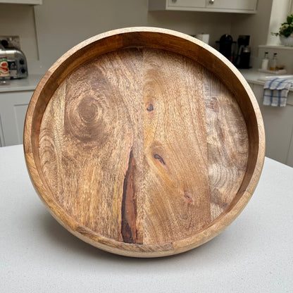 Rustic handcrafted wooden tray for serving and display