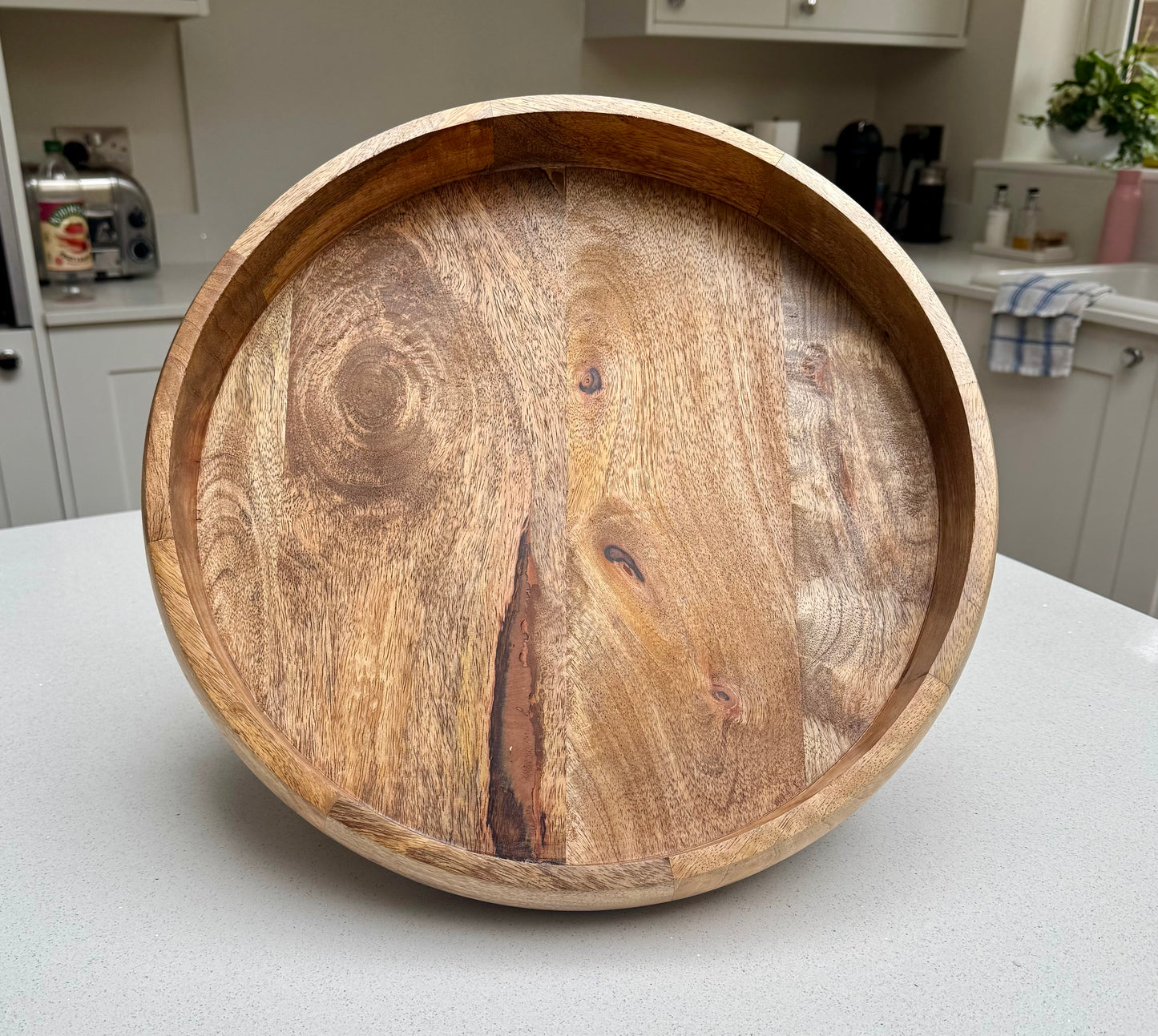 Large Handcrafted Wooden Serving Tray 40cm