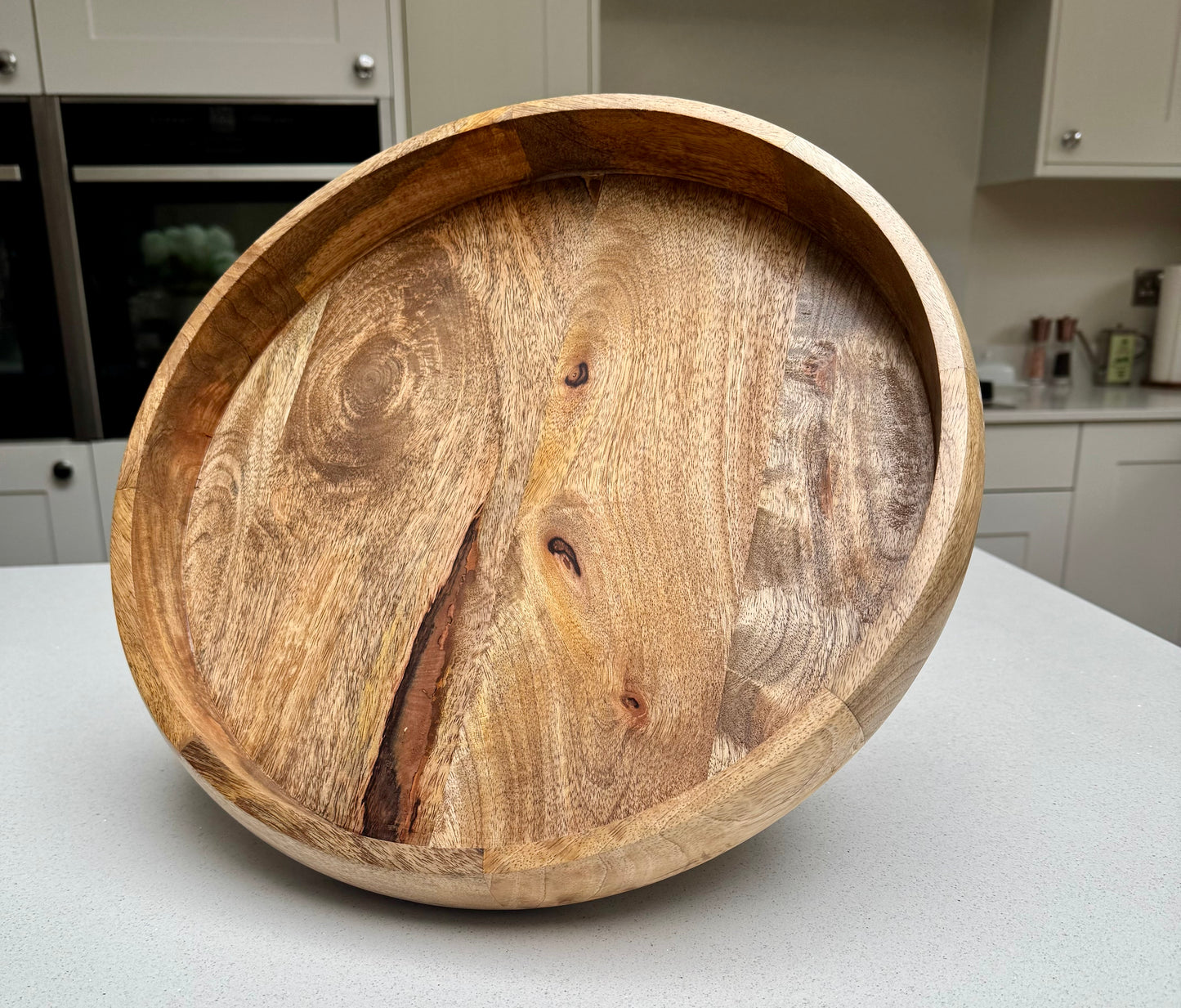 Large Handcrafted Wooden Serving Tray 40cm