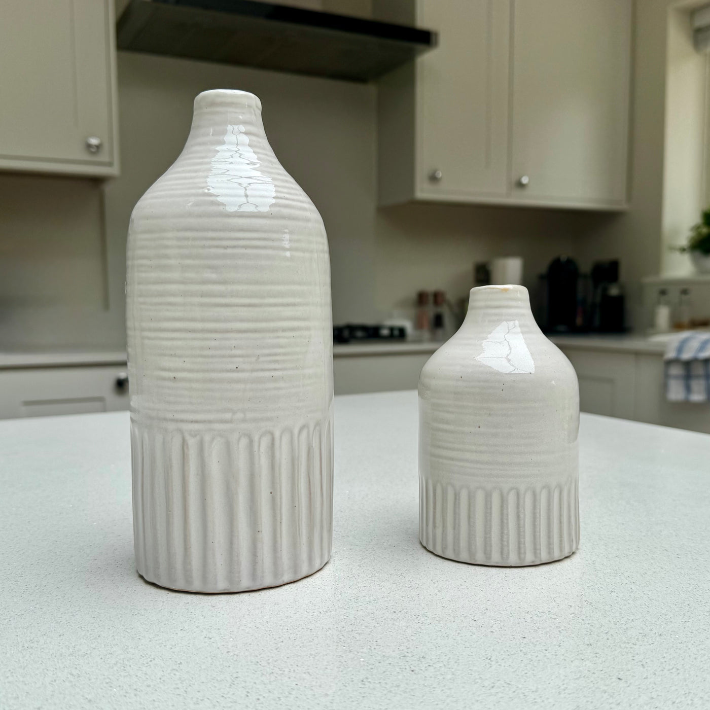 Handmade Ceramic Soma Vase in Beige 13.5cm