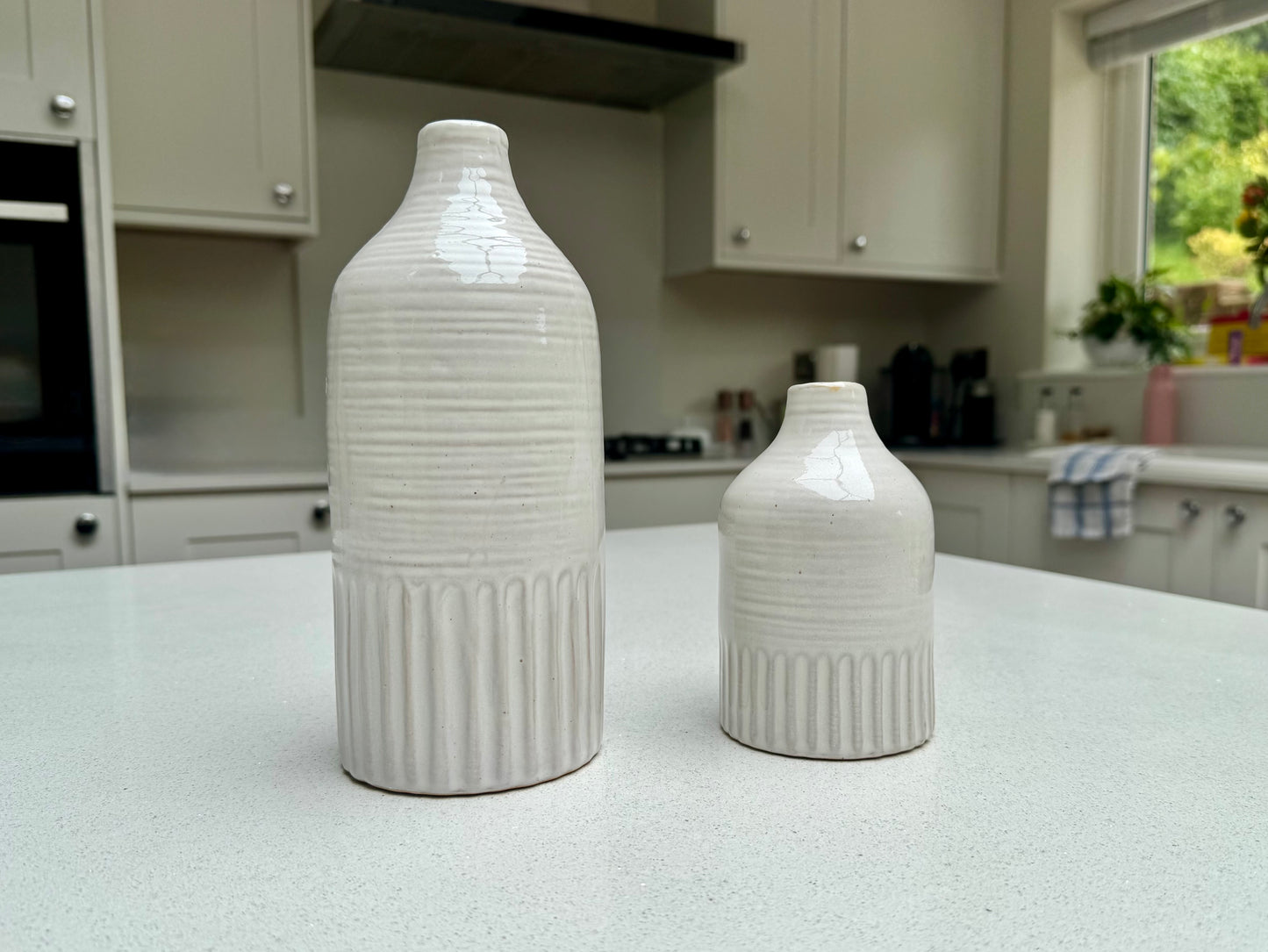 Handmade Ceramic Soma Vase in Beige 22.5cm