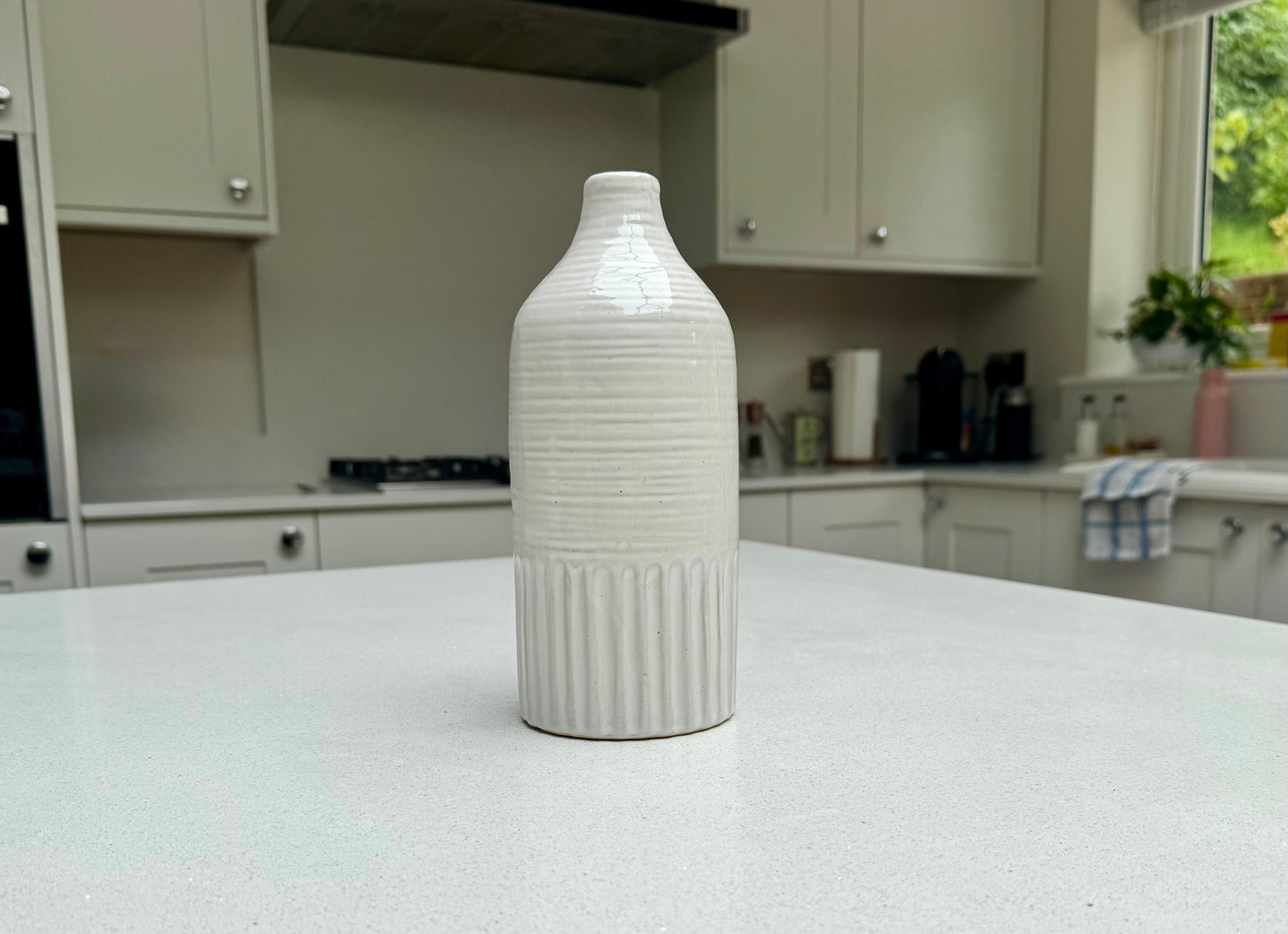 Handmade Ceramic Soma Vase in Beige 22.5cm
