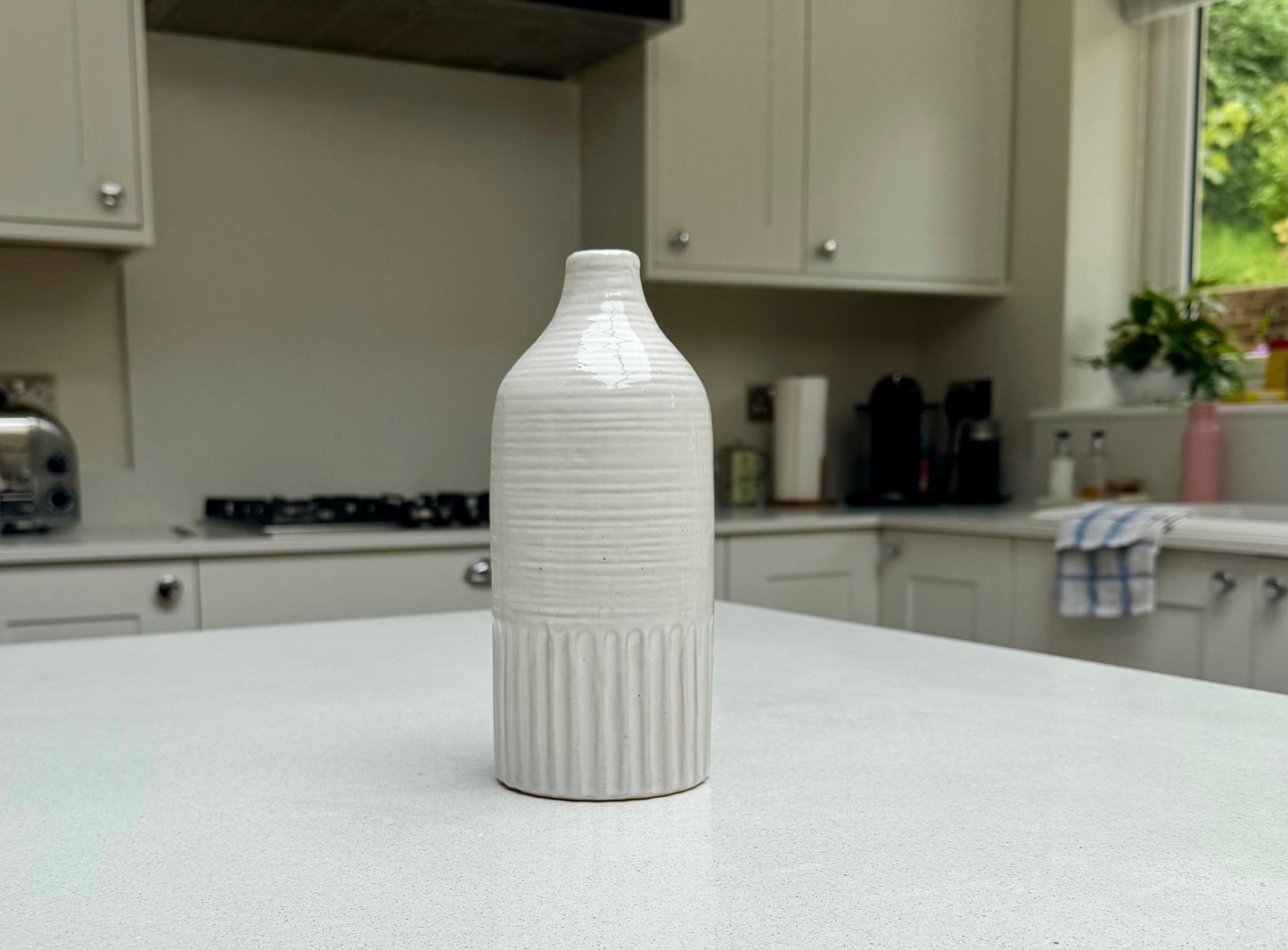 Handmade Ceramic Soma Vase in Beige 22.5cm