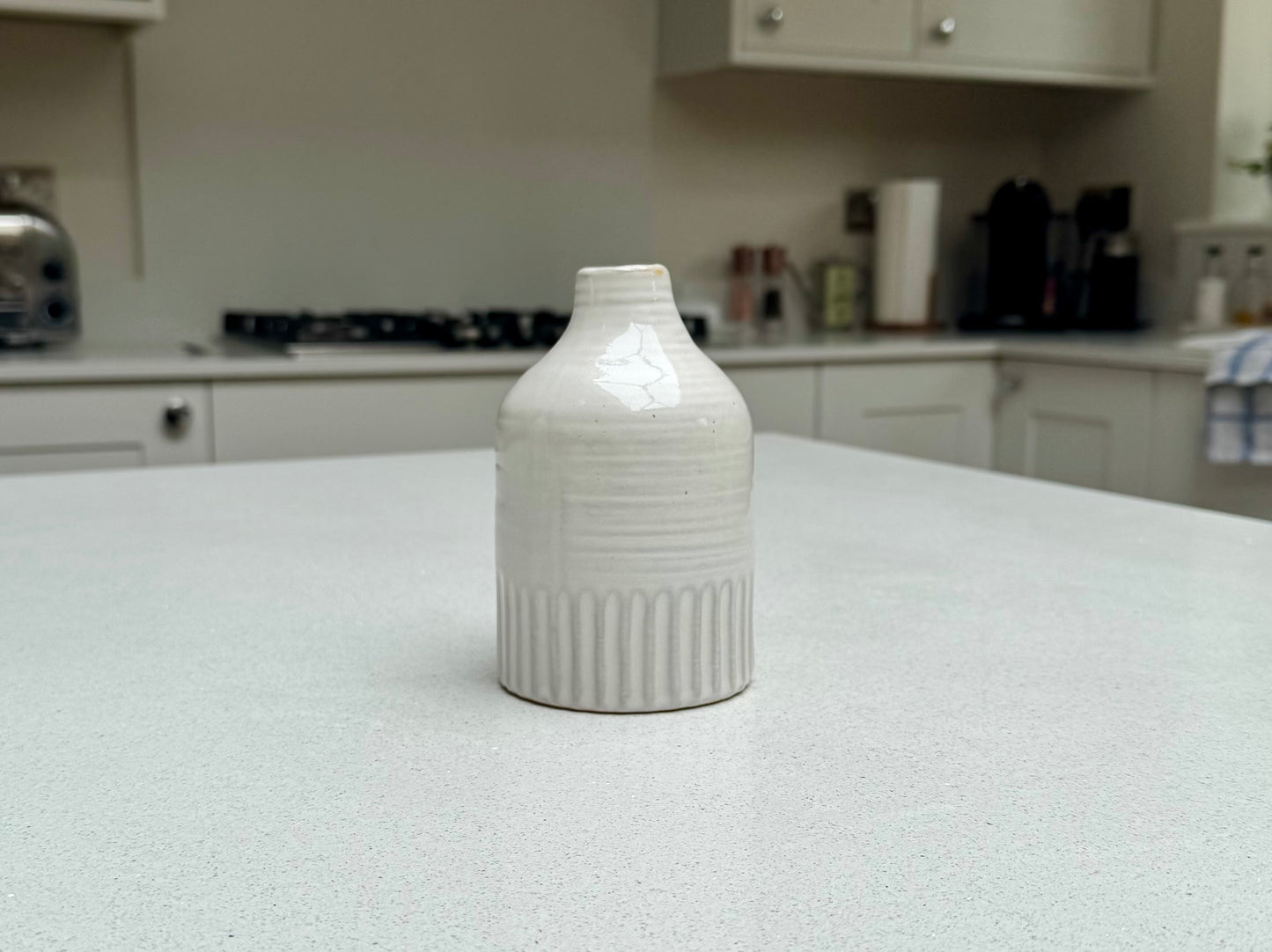 Handmade Ceramic Soma Vase in Beige 13.5cm