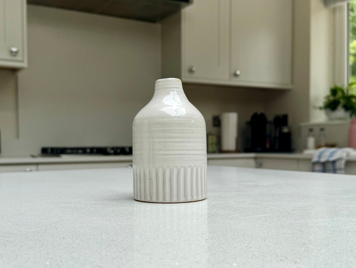 Handmade Ceramic Soma Vase in Beige 13.5cm