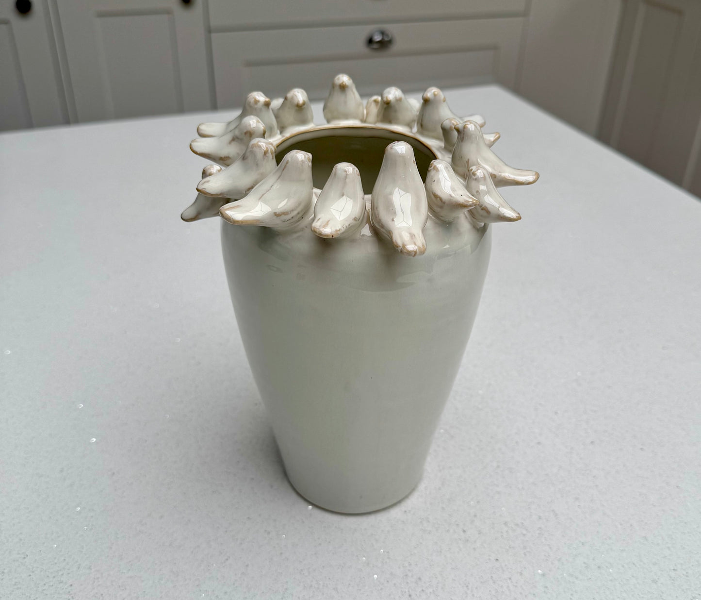 Handmade Ceramic Bird Vase in Natural Beige 22cm