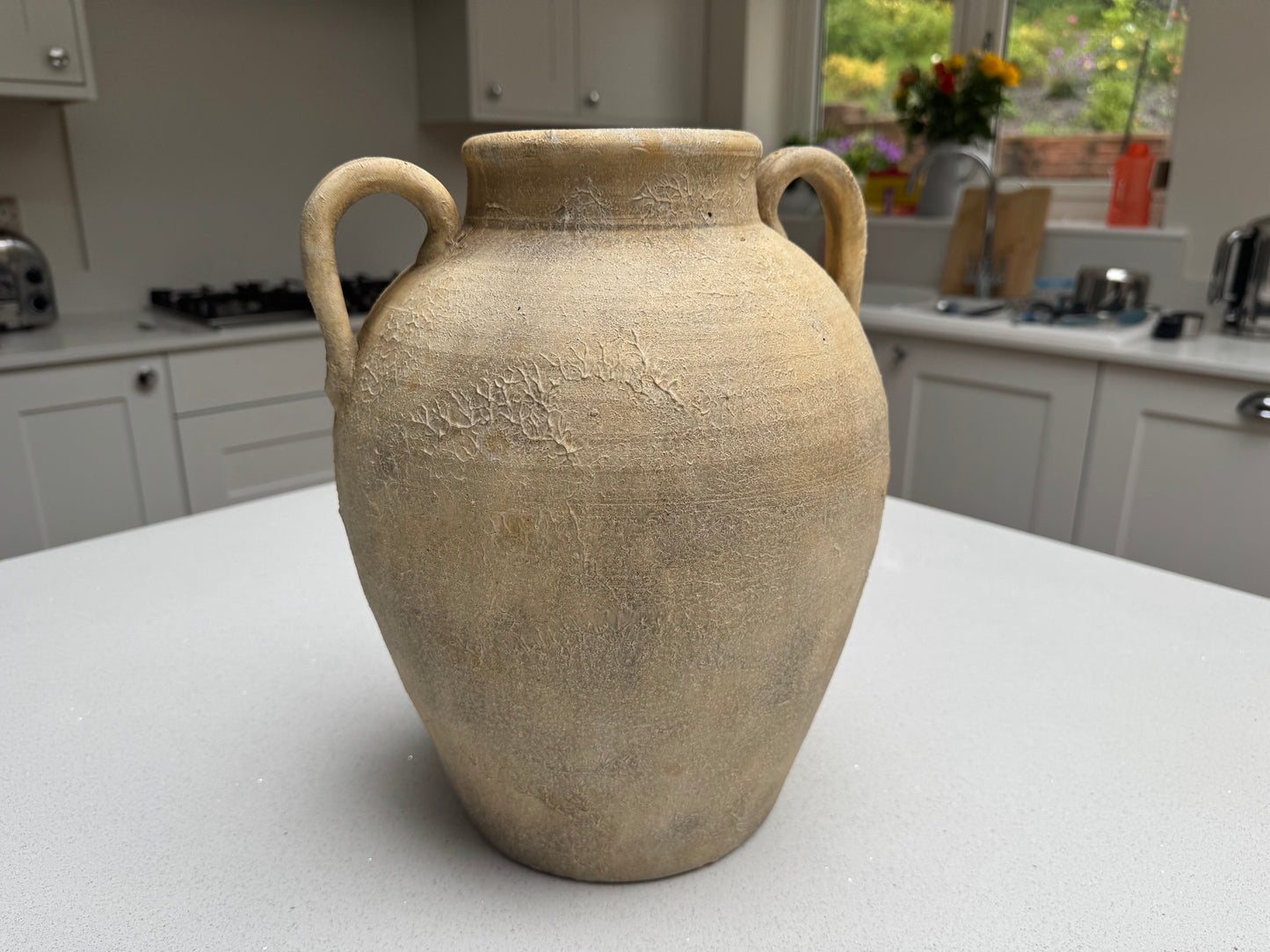 Large Rustic Terracotta Effect Amphora Vase 32cm