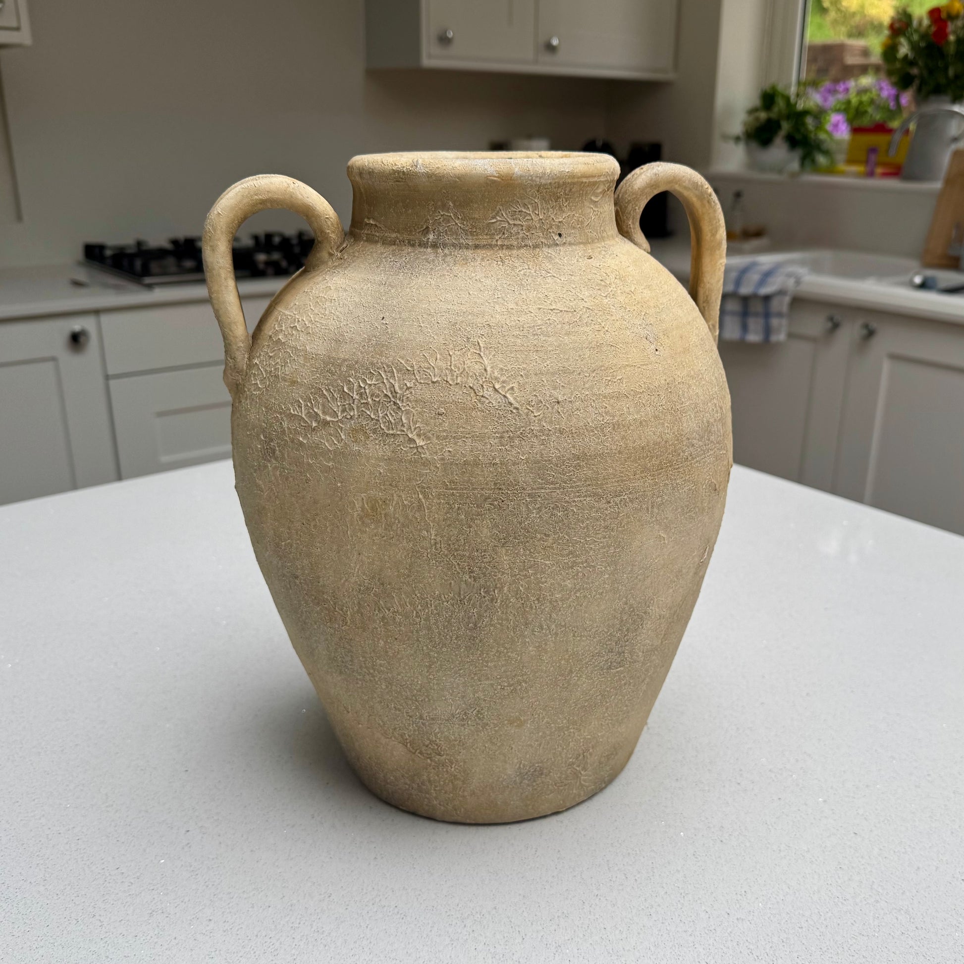 Large Rustic Terracotta Effect Amphora Vase 32cm