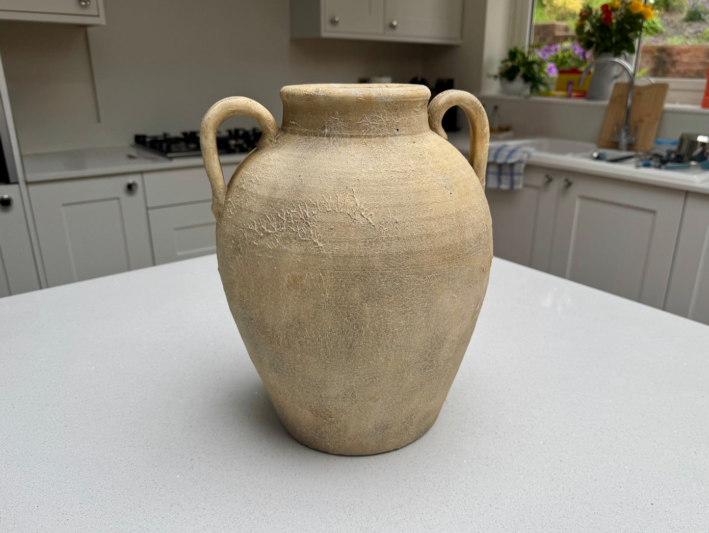 Large Rustic Terracotta Effect Amphora Vase 32cm