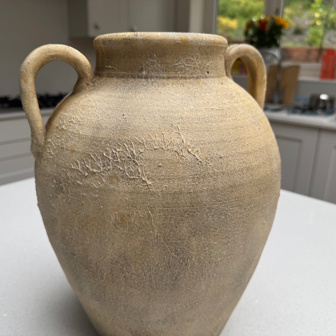 Large Rustic Terracotta Effect Amphora Vase 32cm