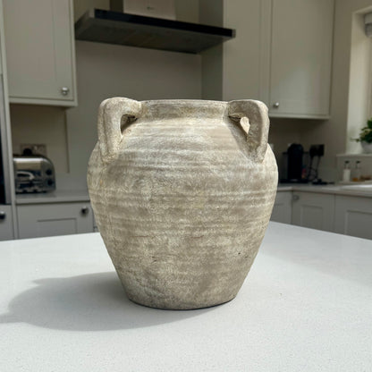 Medora large natural stone-effect vase 26.5cm – Woollaston White