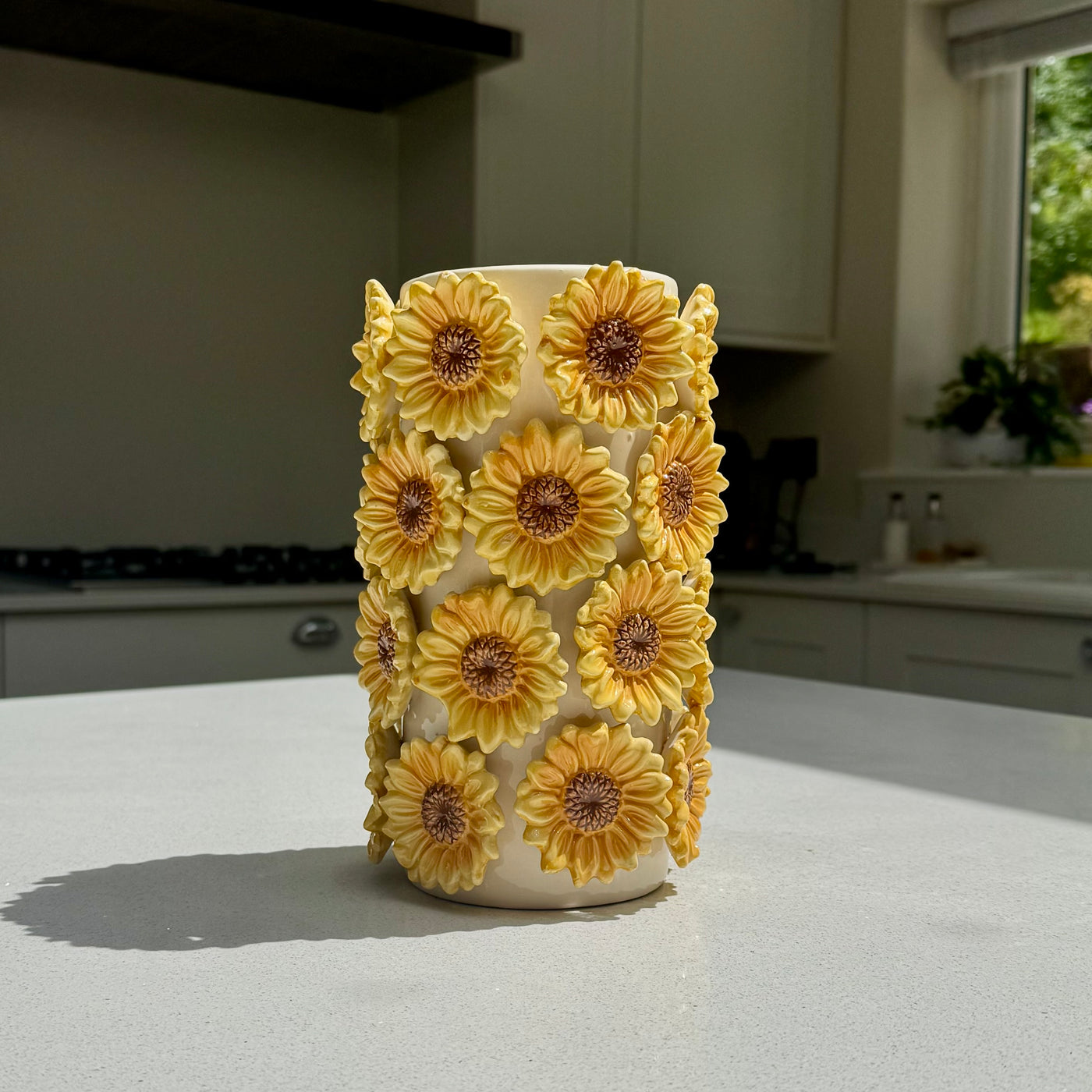 Handmade Textured Sunflower Ceramic Vase 22.5cm