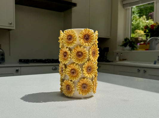 Handmade Textured Sunflower Ceramic Vase 22.5cm