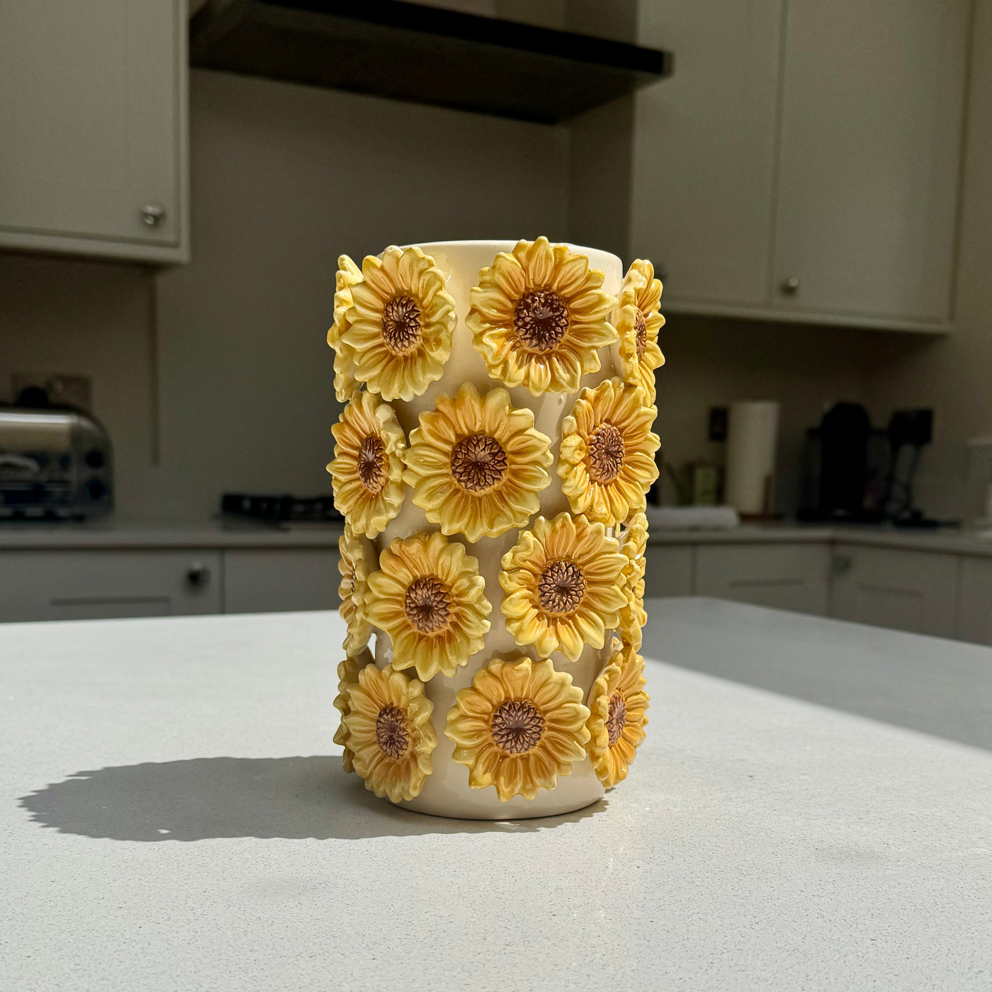 Handmade Textured Sunflower Ceramic Vase 22.5cm