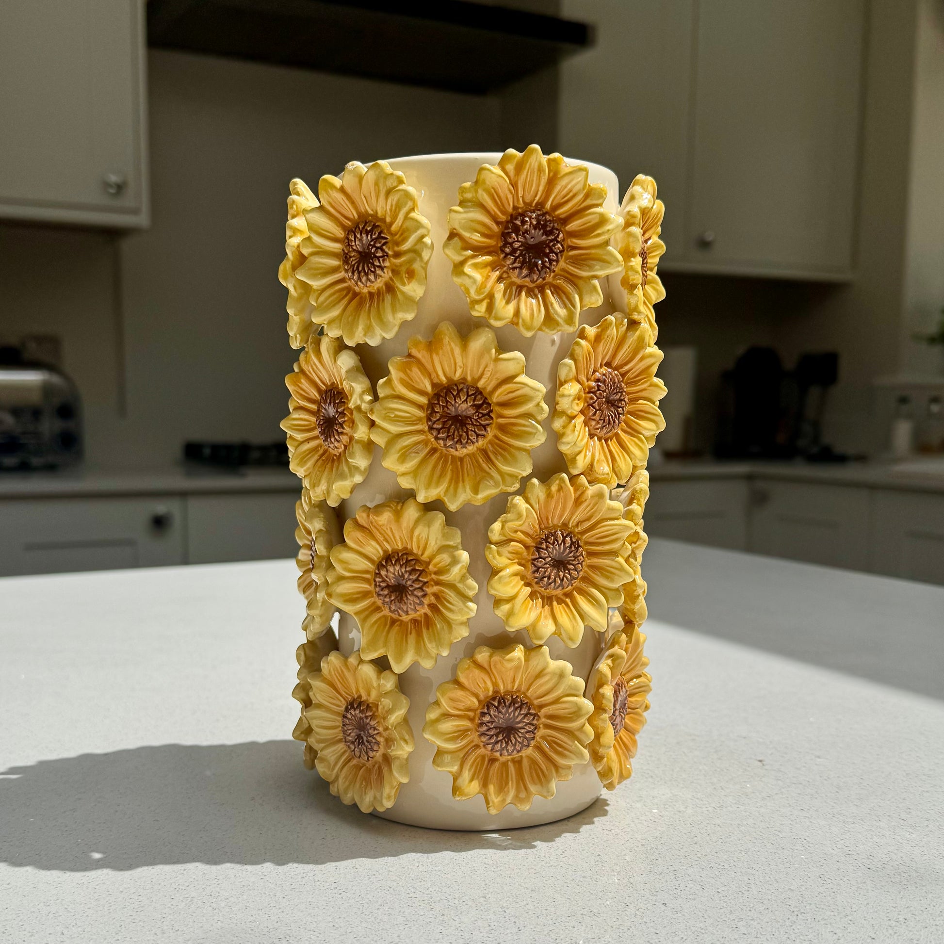 Handmade Textured Sunflower Ceramic Vase 22.5cm