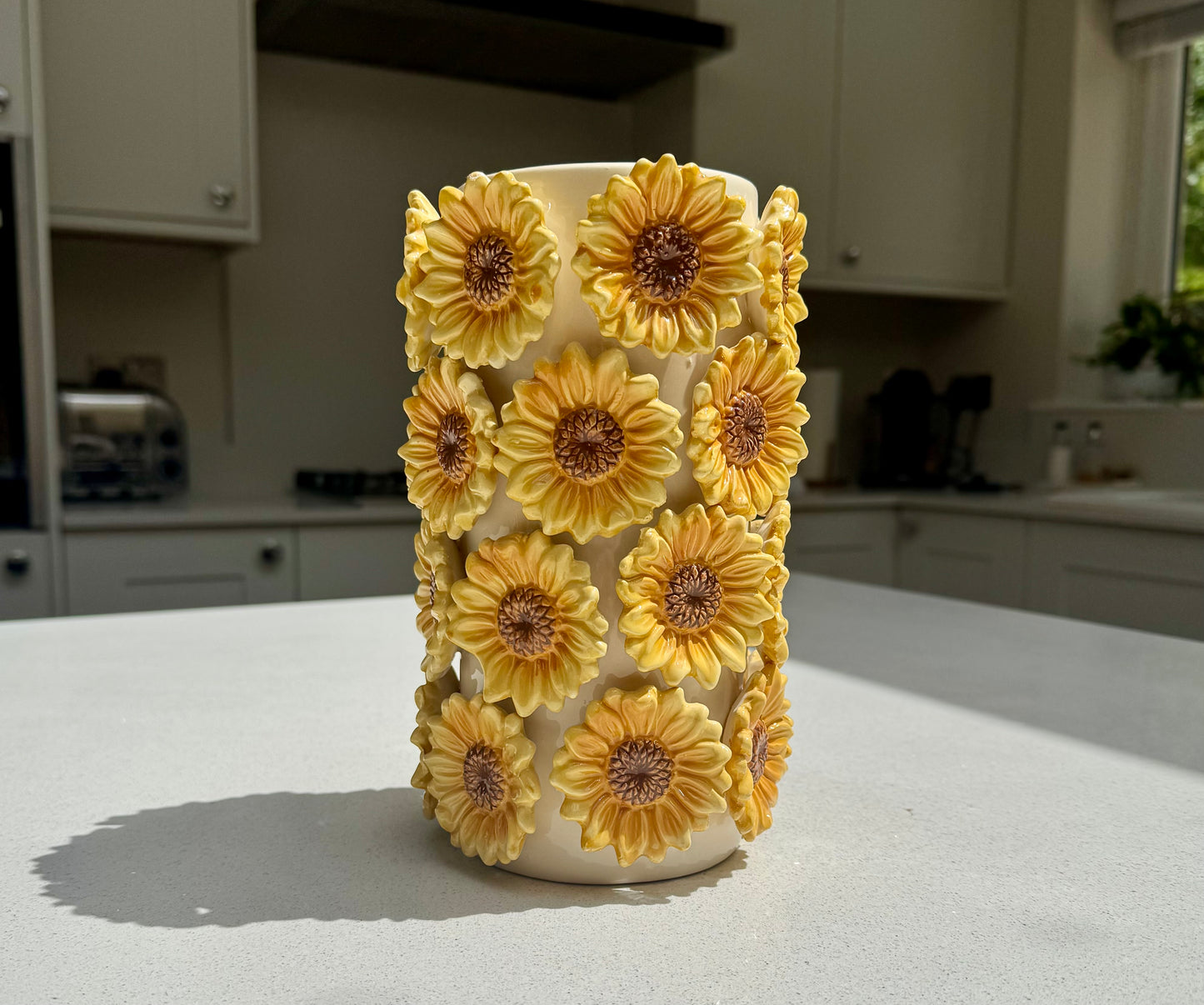 Handmade Textured Sunflower Ceramic Vase 22.5cm