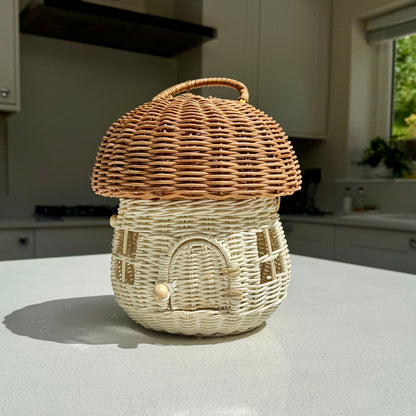 Handmade Rattan Mushroom House Basket 28cm