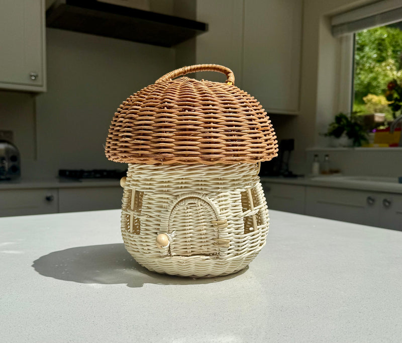 Handmade Rattan Mushroom House Basket 28cm