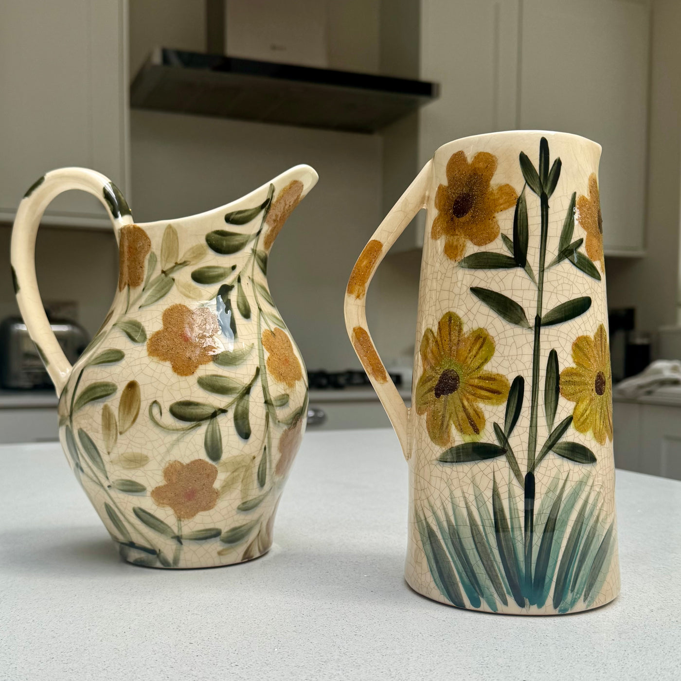 Handmade Floral Ceramic Jug Vase 24cm