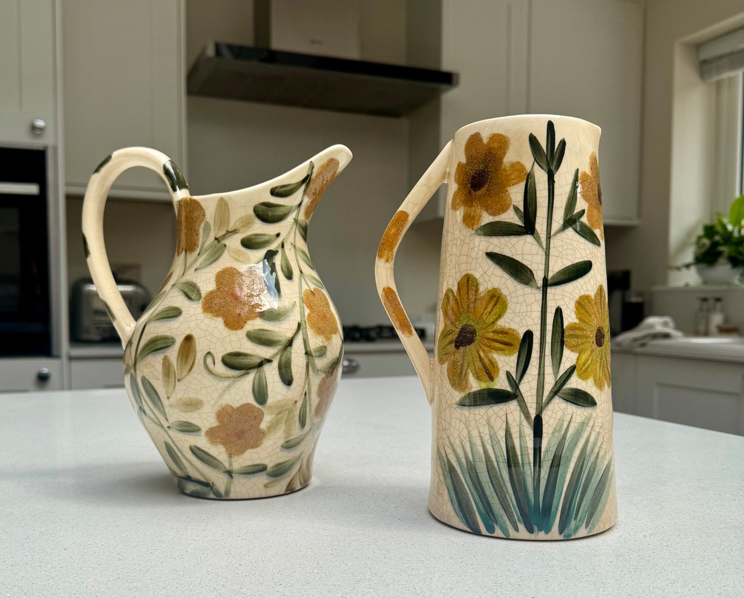 Handmade Tall Floral Ceramic Jug Vase 23cm