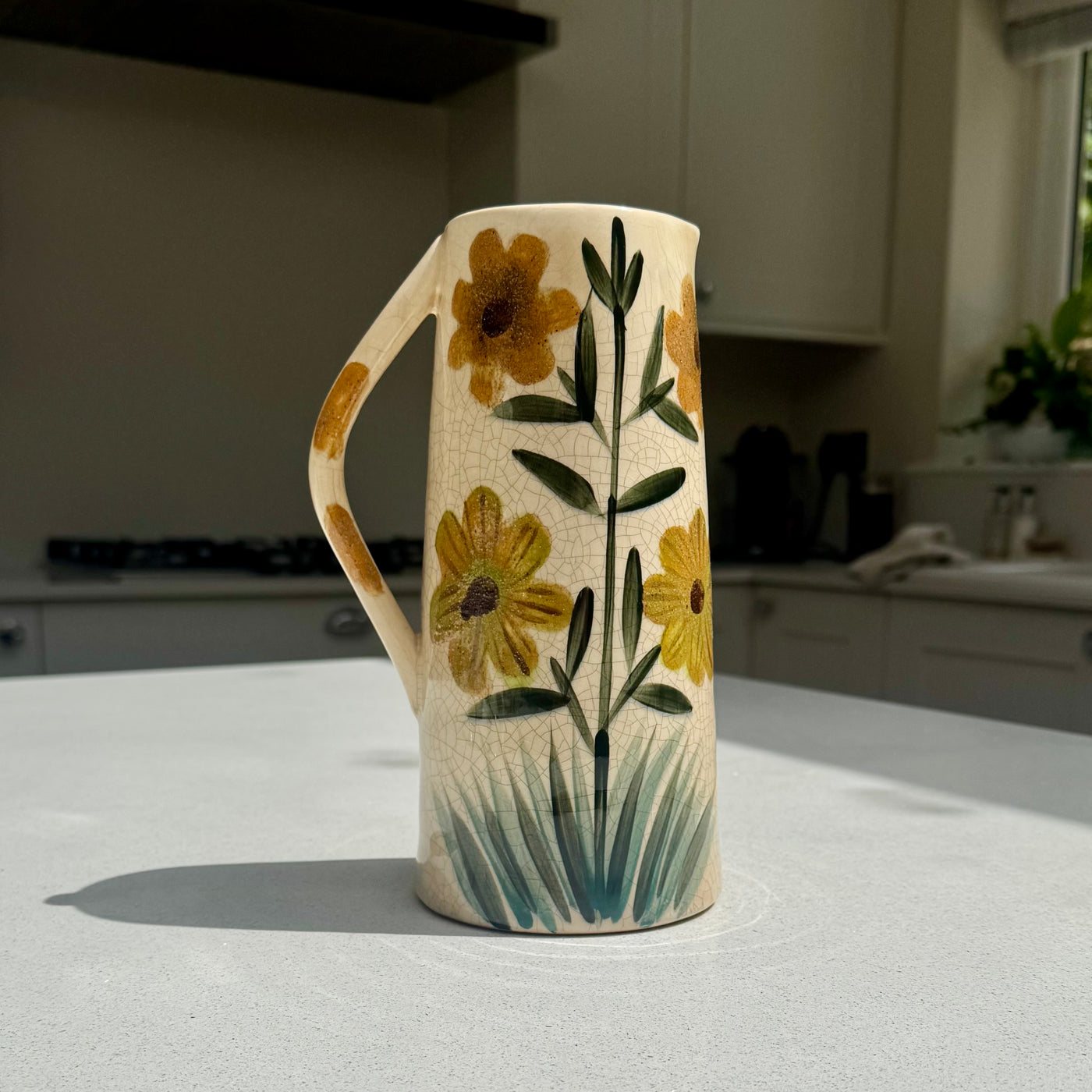 Handmade Tall Floral Ceramic Jug Vase 23cm