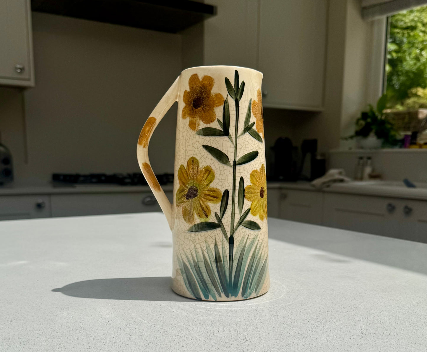 Handmade Tall Floral Ceramic Jug Vase 23cm
