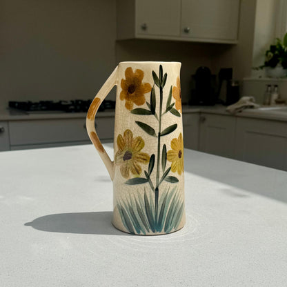 Handmade Tall Floral Ceramic Jug Vase 23cm