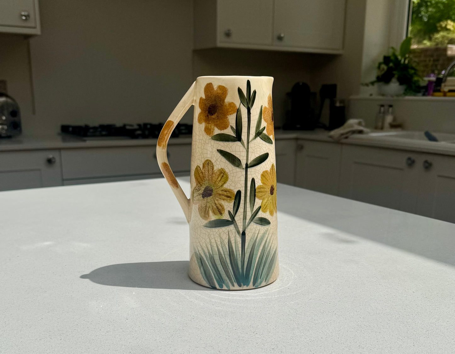 Handmade Tall Floral Ceramic Jug Vase 23cm